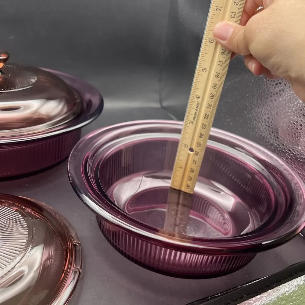 Vision Corning Cranberry Casserole 24oz & 1 Qt Lid Lot Of 2 Cook Bake Ware Pyrex